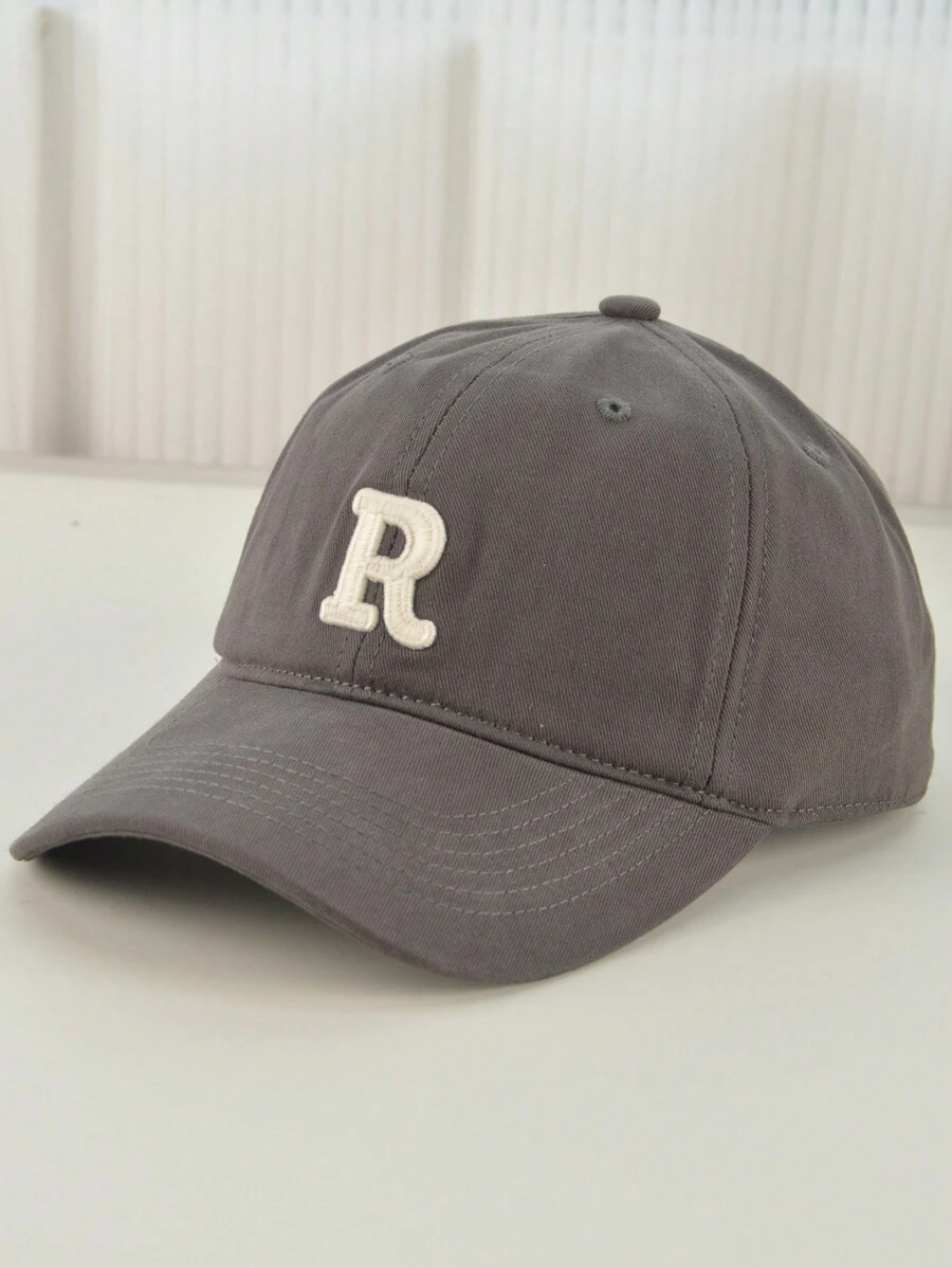 1 Pieza Gorra De Béisbol Gris Para Mujeres Con Detalle De Letra R - Gris - Ver 1
