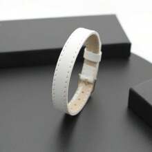 1pc 10mm Pu Leather Watch Strap & 6pcs Multi-color Beaded Bracelet Set Compatible With 10mm Alphabet Oil Drip Diy Personalized Watchband Wristband