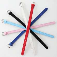 1pc 10mm Pu Leather Watch Strap & 6pcs Multi-color Beaded Bracelet Set Compatible With 10mm Alphabet Oil Drip Diy Personalized Watchband Wristband