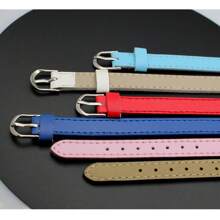 1pc 10mm Pu Leather Watch Strap & 6pcs Multi-color Beaded Bracelet Set Compatible With 10mm Alphabet Oil Drip Diy Personalized Watchband Wristband