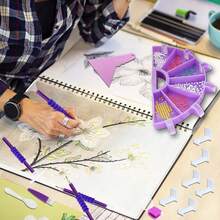 鑽石繪畫配件盤套裝,鑽石繪畫儲物盤組織者,鑽石繪畫筆套裝5d鑽石藝術配件套裝,適用於diy繪畫工藝(紫色)