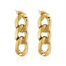 1對庫柏風不鏽鋼耳針珠寶,女性鍍金搖擺耳環鏈,長款耳環,女款飾品禮物