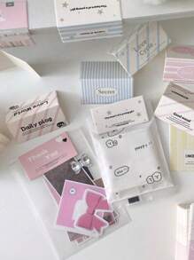 50pcs Random Korean Macaron Color Tone Mini Square Folded Card Packaging Material For Idol Fans Gift & Packaging Card Back To School,Back To School,School Supplies