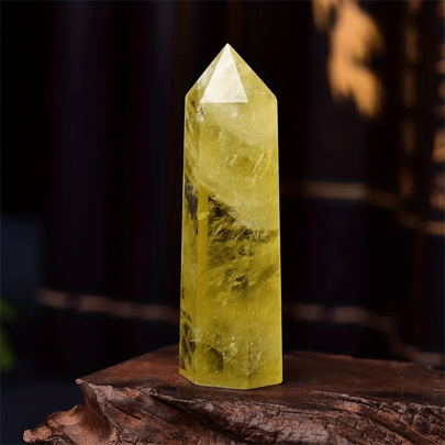 1pc Citrine Healing Obelisk - Natural Yellow Quartz Sticks for Home Decor and Power Stone Pyramid Decoration