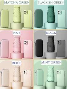 1 把超轻迷你纯色雨伞（带盒子），创新胶囊雨伞，超强防紫外线遮阳伞，5 折便携，时尚迷人的女士雨伞，口袋防雨/遮阳伞 - 純色扁傘 - 查看 4