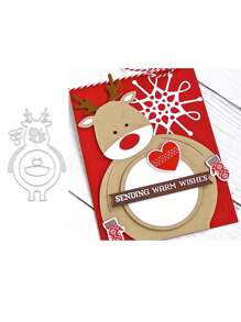 【christmas Party】1pc Christmas Reindeer Frame Decoration Carbon Steel Metal Die Cut For Paper Craft Cutting, Cartoon Style Decoration, Suitable For Envelopes, Greeting Cards, Picture Frames Diy Die Cutting