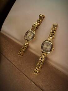 1pc French Retro Mini Dial Women's Watch In Gold, Elegant & Exquisite, Water Resistant Quartz Watch For Daily Wear, Dinner Party & Other Occasions - Gold - View 3