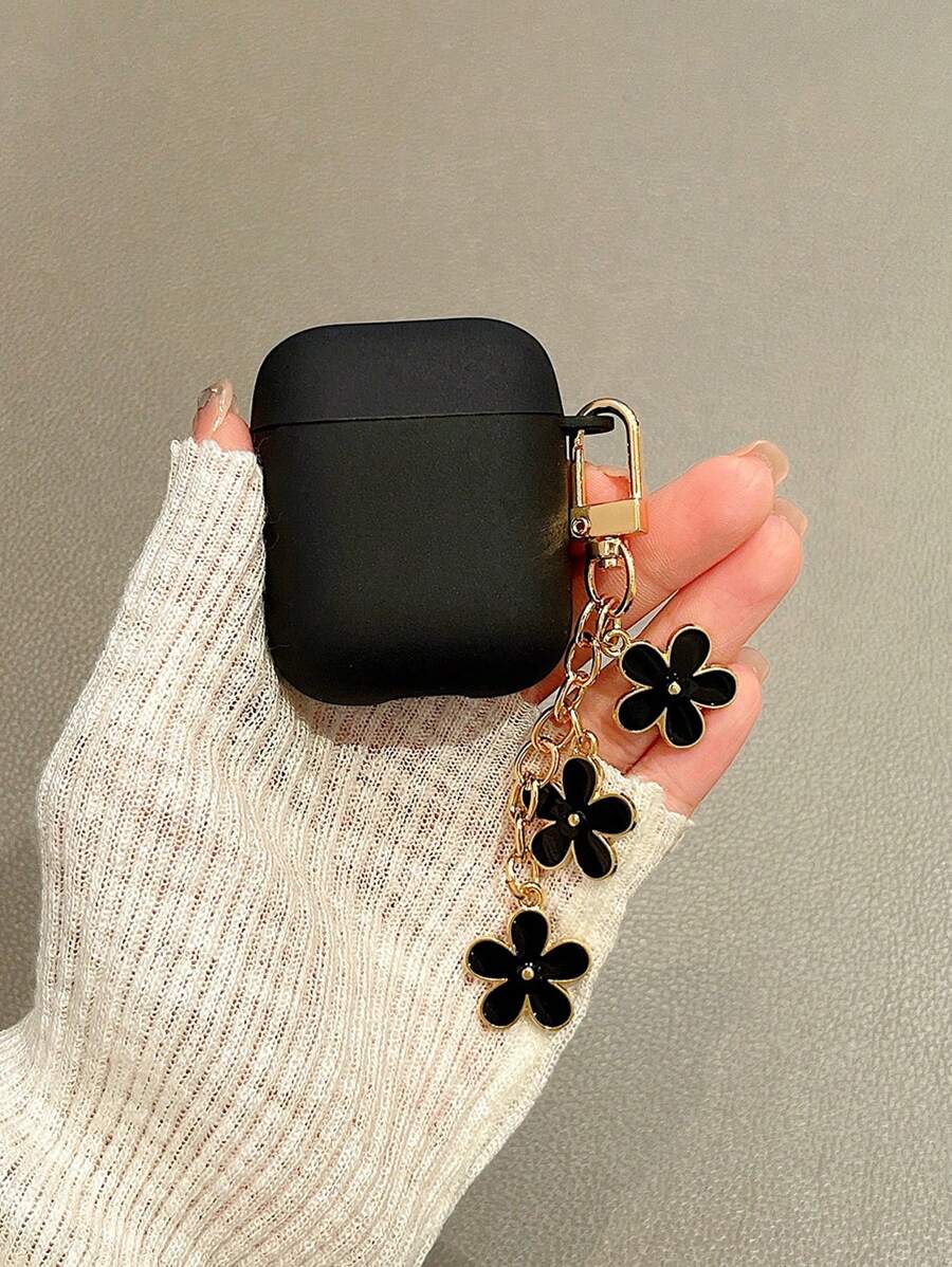 極簡合金雙面花鑰匙扣蘋果tpu防摔耳機保護套用於airpods1/2 Airpods Pro - 黑色 - 查看 1