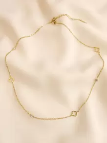 1pc Minimalist Elegant Personalized Hollow Clover With Embedded Zirconia Stones 18K Gold Plated Hypoallergenic Stainless Steel Necklace, Suitable For Women For Daily, Work, Party, Beach Occasions, Best Gift For Friends, Family, Wife, Sister, Holidays, Birthday, Mother's Day - Hollow Flower Jewelry - View 6