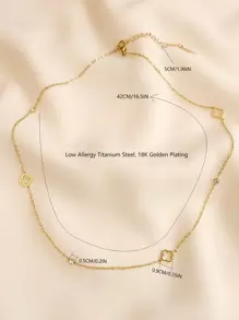 1pc Minimalist Elegant Personalized Hollow Clover With Embedded Zirconia Stones 18K Gold Plated Hypoallergenic Stainless Steel Necklace, Suitable For Women For Daily, Work, Party, Beach Occasions, Best Gift For Friends, Family, Wife, Sister, Holidays, Birthday, Mother's Day - Hollow Flower Jewelry - View 3