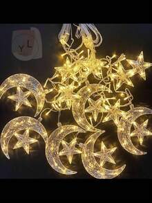 Luces cadena de luna y estrellas decorativas 3 metros MJ-113 - Blanco - Ver 1