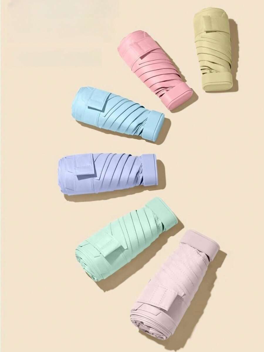 1 把超轻迷你纯色雨伞（带盒子），创新胶囊雨伞，超强防紫外线遮阳伞，5 折便携，时尚迷人的女士雨伞，口袋防雨/遮阳伞 - 純色扁傘 - 查看 1