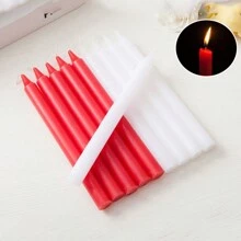 10pcs Home Lighting Emergency Round Candle For Bar, Western Restaurant Atmosphere Decoration - Red - View 3