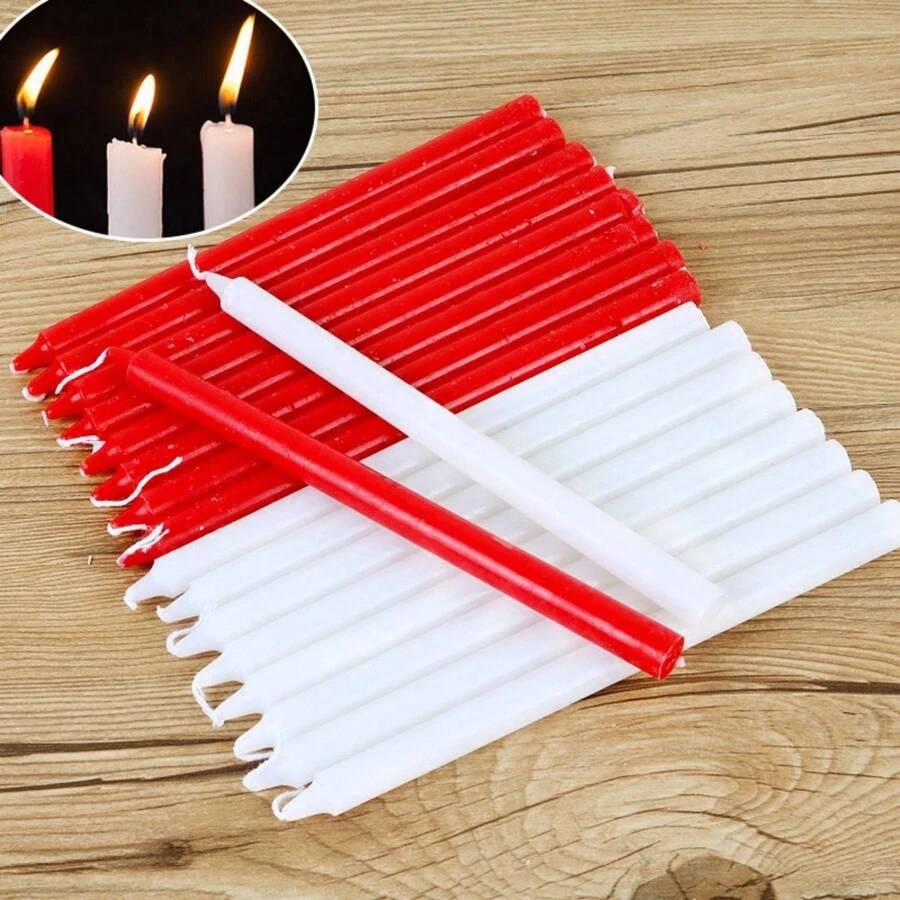 10pcs Home Lighting Emergency Round Candle For Bar, Western Restaurant Atmosphere Decoration - Red - View 1