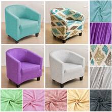 1個俱樂部沙發防塵套,卡其條紋和小格子圖案,適用於四季,不包括枕套 - 卡其色 - 查看 2