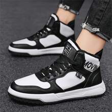 Zapatos de media caña para patinaje para hombre, zapatillas deportivas, zapatos casuales negros de caña alta con forro térmico para invierno, zuecos deslizantes para exteriores