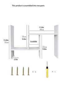 1個白色木塑桌面儲物架,適用於辦公室、學校、宿舍房間桌面,適用於組織和儲存書籍、文具、手工藝品和其他物品