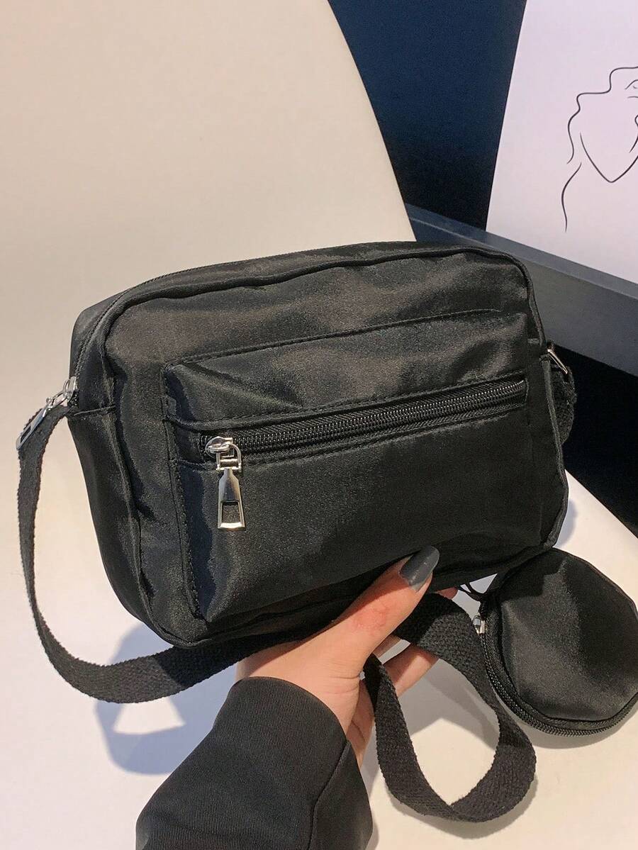 韩版斜挎包单肩拉链小方包休闲时尚简约手机包女士手提包