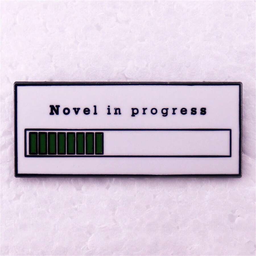 Interesting English Letter Brooch Novel In Process Loading Bar Brooch, Book Lovers Gift Enamel Badge, Rectangular Green & White Metallic Badge Use For Clothing, Jacket, Backpack Decoration - Multicolor - View 1