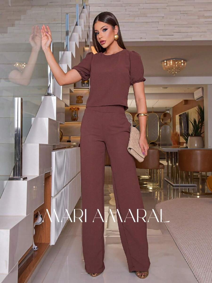 Conjunto Feminino Alfaiataria De Calça E Blusa Social Básica | SHEIN Brasil