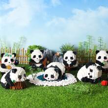 1pc Panda Building Blocks, Christmas Gift, Desktop Decor, Micro Decor, Cute Bricks, Birthday Gift, Boyfriend/Girlfriend Gift, Handmade Product, Panda Huahua - Multicolor - View 6