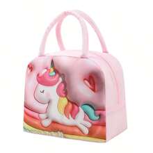 1pc Kids Portable Lunch Box Bag With Cute 3d Pattern, Thermal Insulation Bag
