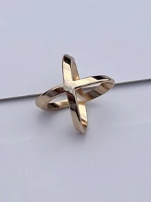 1pc Fashionable Simple Zinc Alloy X Design Scarf Buckle - Yellow Gold - View 3