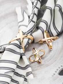 1pc Fashionable Simple Zinc Alloy X Design Scarf Buckle - Yellow Gold - View 2