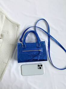 Toamnă și iarnă Nou stil coreean la modă Motocicletă Inspire geantă de mână strălucitoare pentru umăr, geantă mică pătrată pentru femei, casual șic