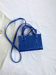 Toamnă și iarnă Nou stil coreean la modă Motocicletă Inspire geantă de mână strălucitoare pentru umăr, geantă mică pătrată pentru femei, casual șic