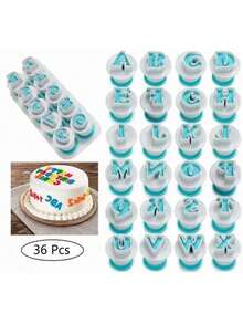 36 Cortador Fondant Galleta Ejector Expulsor Numeros Y Letra - Azul - Ver 3
