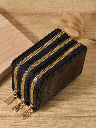 Business Card Holder Wallet Women Men Gray Bank ID Credit Card Holder 25 Bits Card Wallet PU Protects Case Coin Anti-Theft Slim Lightweight Portable Cash ID Card Credit Card Coin Pocket Short Wallet Small Pouch Small Pocket Wallet Female Lady Girls Women Teenagers For College Student School Student Men Male For Women Wallet Purse Wallet