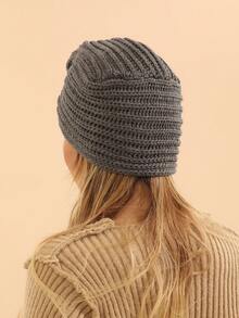 1pc Knitted Crossed Headwrap Hat Casual - Dark Grey - View 2