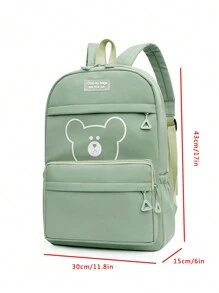 1pc Fashionable All-match Large Capacity Backpack For Students, Lovely Design - Green - View 3