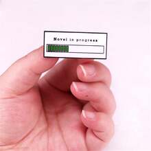 Interesting English Letter Brooch Novel In Process Loading Bar Brooch, Book Lovers Gift Enamel Badge, Rectangular Green & White Metallic Badge Use For Clothing, Jacket, Backpack Decoration - Multicolor - View 2