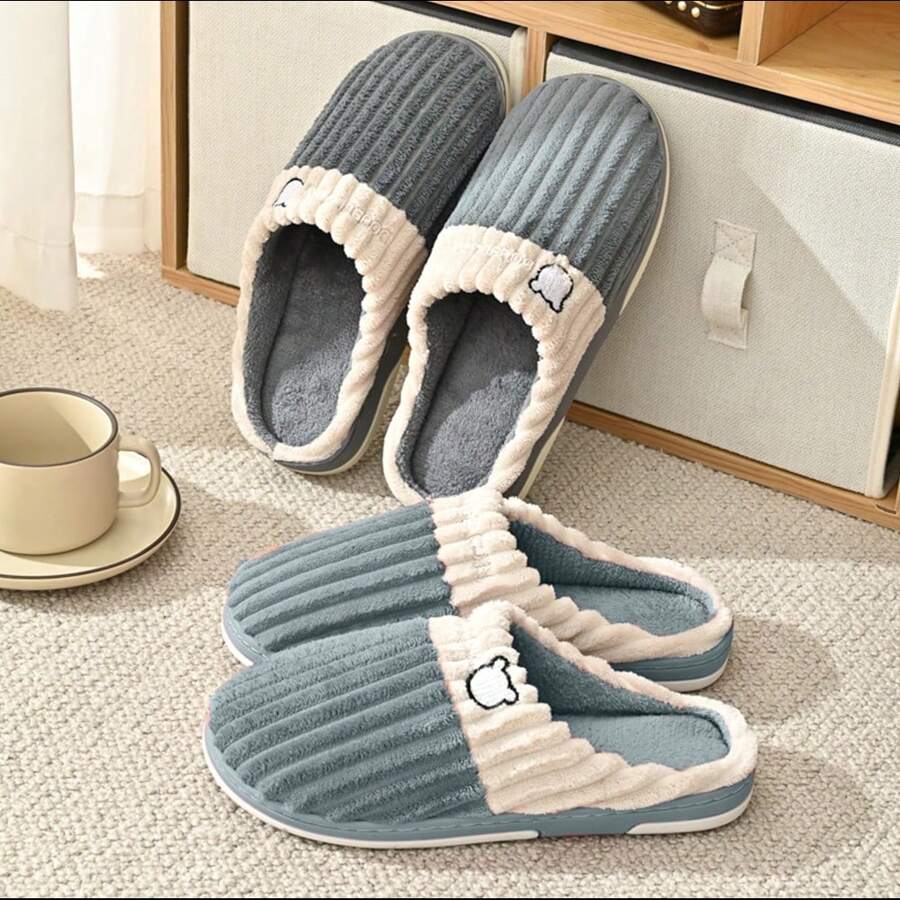 2023新款熊元素防滑保暖毛絨拖鞋情侶室內家居穿著