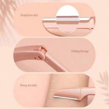 3pcs/Set Grooming Eyebrow Razor & Shaver Set, Safety Eyebrow Trimmer & Shaver, Exfoliating Dermaplaning Tool, Body Hair Removal Trimmer And Face & Eyebrow Razor Set Long Handle Safety Blade With Precision Cover Women Eyebrow Shaping Tools Suitable For Or Travel Use