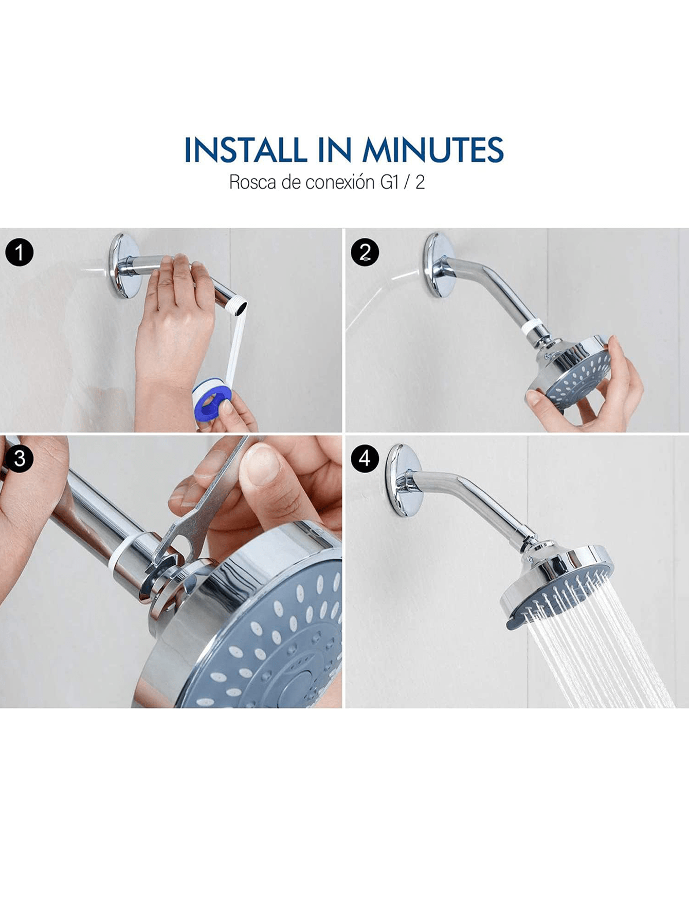 1PC Shower Head, Low And High Pressure Fixed Shower, Circular 4Inch