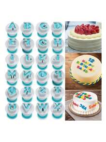 36 Cortador Fondant Galleta Ejector Expulsor Numeros Y Letra - Azul - Ver 1