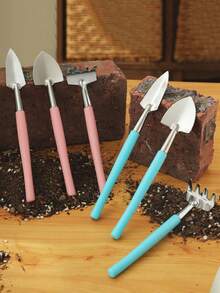 3入組/套不銹鋼園藝工具組,包括鏟子、小鍬和耕耘機,適用於盆栽和種植,迷你仙女花園