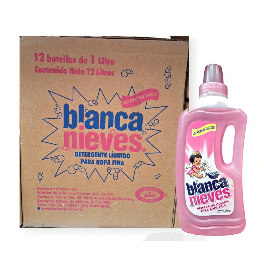 Jabon liquido Blanca nieves de 1 litro caja de 12pzs detergente - Rosa - Ver 1