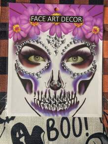 Kit De Gemas Para Maquillaje, Maquillaje Halloween, Gemas Artificiales, Plantilla De Piedras Para Maquillaje - Plateado - Ver 2