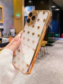 1入組tpu電鍍圖案手機殼,適用於蘋果iphone 7/8 Plus、x、xr、xs Max、11、12、13、14、15 Pro和pro Max,三星galaxy A系列a03s、a04、a12、a13、a14、a21s、a22、a24、a32、a33、a34、a50、a51、a52、a53、a54、a71、a72、a73、s20 Fe、s21、s21 Plus和s21 Ultra - 金色 - 查看 2