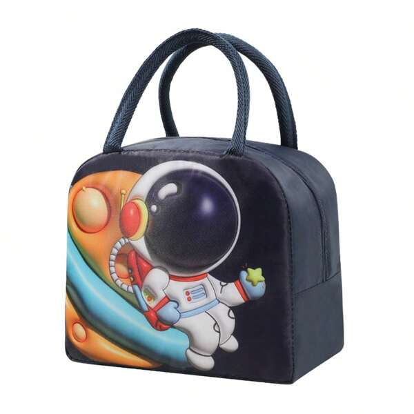 1pc Cute Children's Insulated Lunch Bag With 3d Pattern And Handle