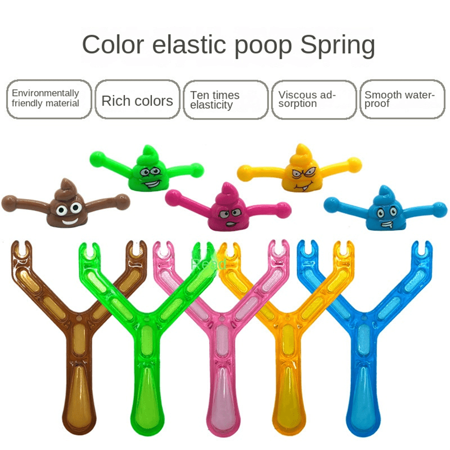 Poop Emoji Slingshot Toy for Kids Sticky Mini Slingshot Flying Poop