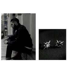 時尚高科技,北極星鑲嵌黑色,s925銀,星際耳環