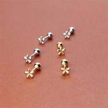 Pendientes con forma de flor de cobre y acero 925 para uso diario, 2 piezas, con diseño de nicho y de alta gama - Amarillo Oro - Ver 2