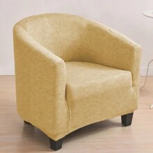 1個俱樂部沙發防塵套,卡其條紋和小格子圖案,適用於四季,不包括枕套 - 卡其色 - 查看 6