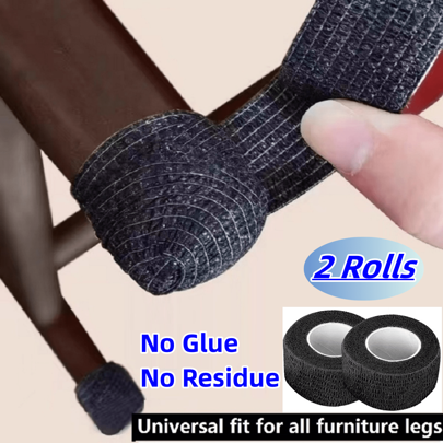 2 Rolls Black DIY Table Chair Leg Cover Foot Mats Leg Caps With Anti-slip, Noise Reduction, Wear Resistance For Home Office Furniture Anti-Slip Foot Mats ,Floor Protectors Fit for All Furniture Legs