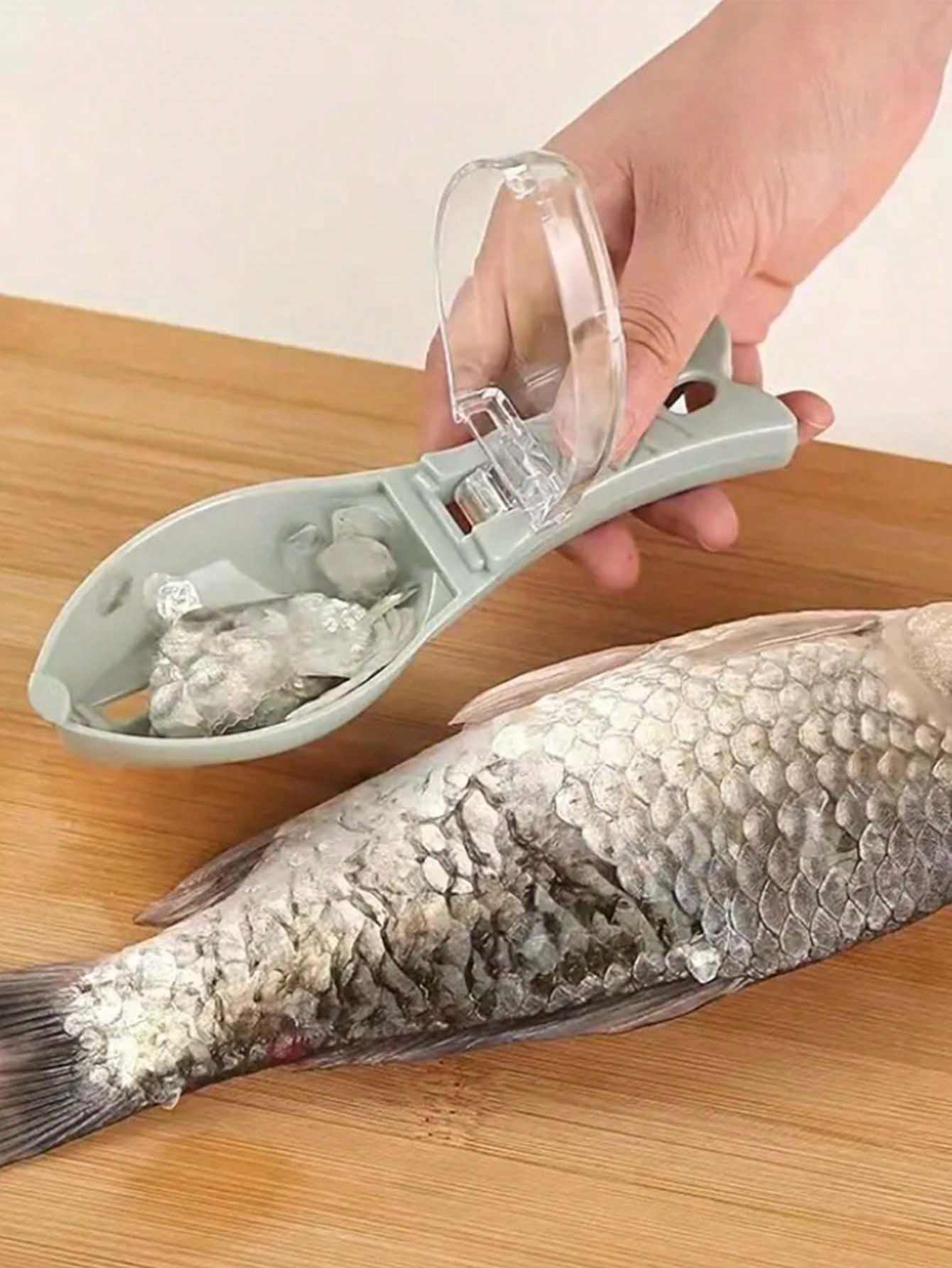 جهاز تنظيف الأسماك بغطاء علوي 1 قطعة ، ملقط تقشير...